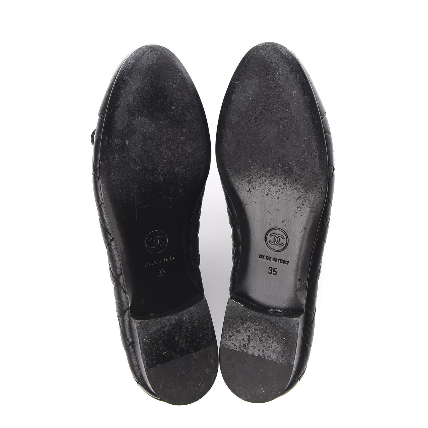 Chanel Aged Calfskin Quilted Cap Toe Ballerina Flats 35 Black 5 of 12