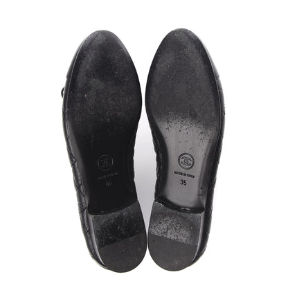Chanel Aged Calfskin Quilted Cap Toe Ballerina Flats 35 Black 5 of 12