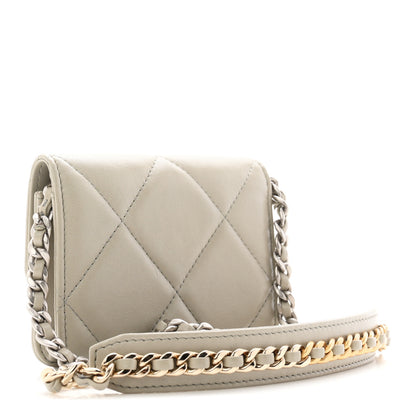 Chanel Lambskin Quilted Chanel 19 Flap Coin Purse With Chain Grey 3 of 12