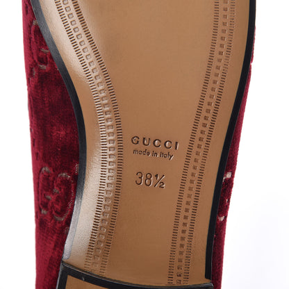 Gucci Velvet Malaga Kid GG Monogram Horsebit Womens Jordaan Loafers 38.5 Red Cipria Romantic Cerise 6 of 9