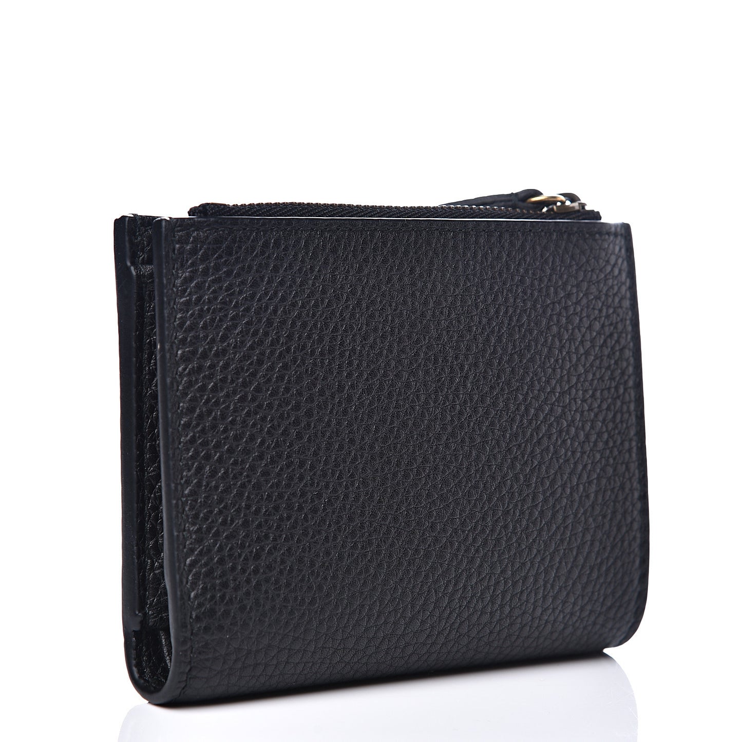 Pebbled Calfskin Animalier Card Case Wallet Black