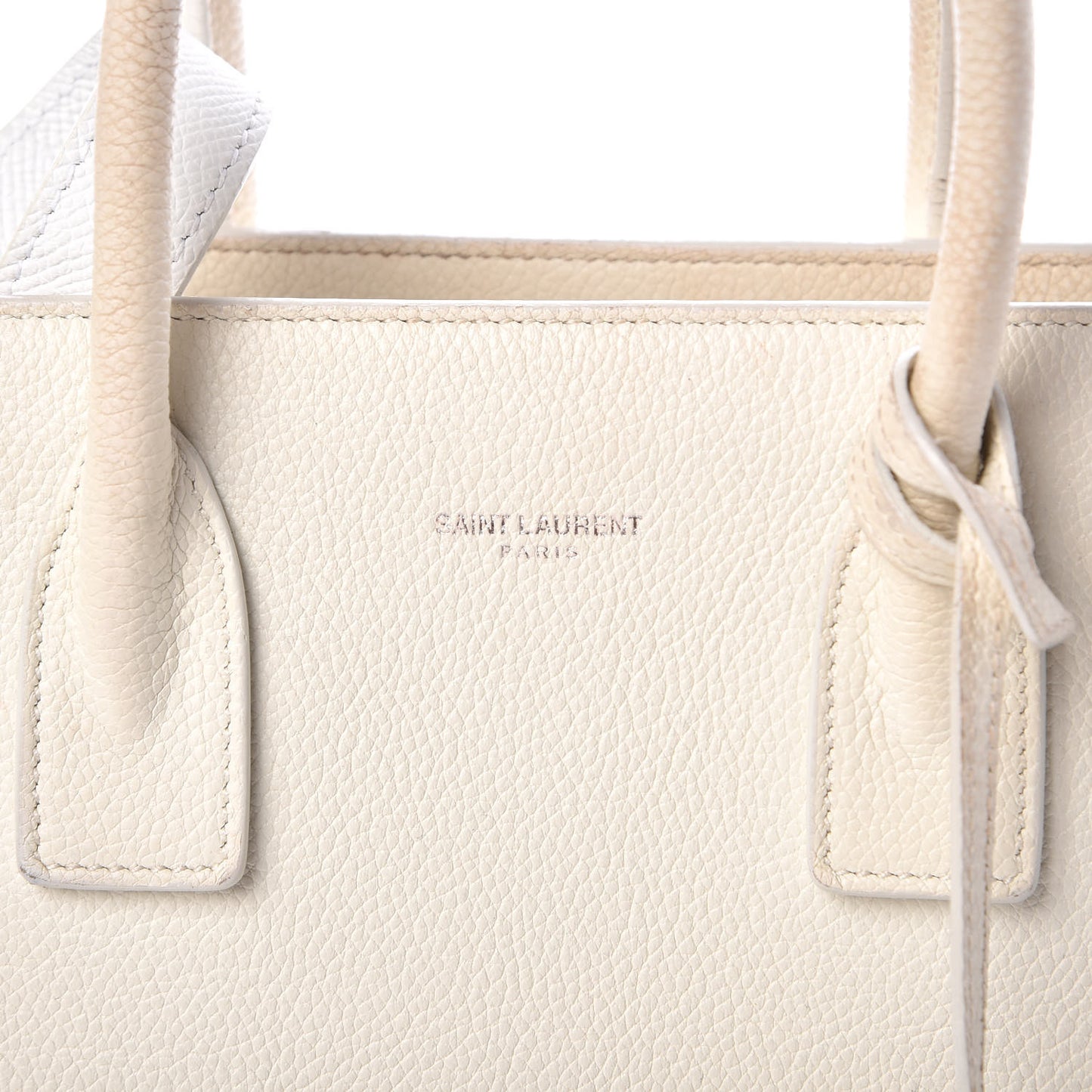Grained Calfskin Baby Sac De Jour White