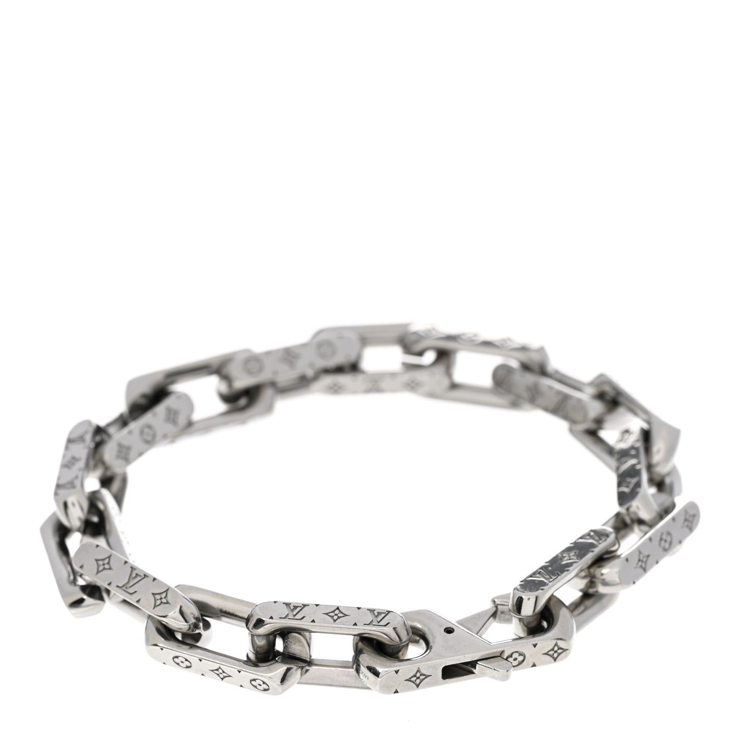 Monogram Chain Link Bracelet M Silver