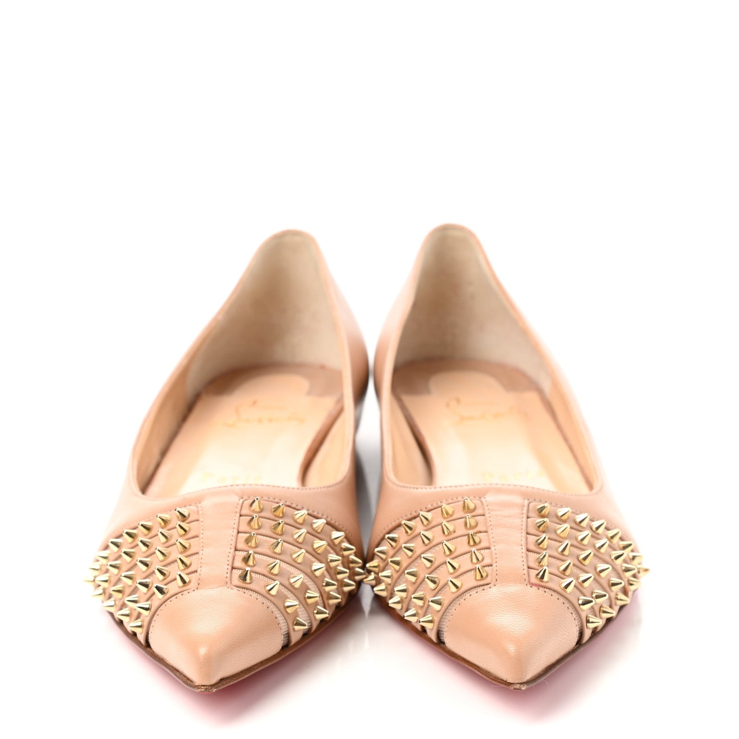 Christian Louboutin Kid Bareta Flats 37 Nude Light Gold 2 of 7