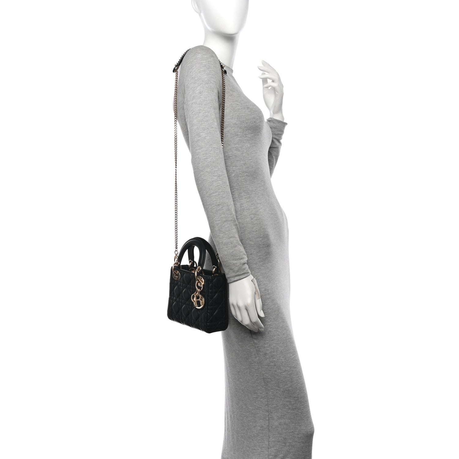 Christian Dior Lambskin Cannage Mini Lady Dior Black 2 of 11