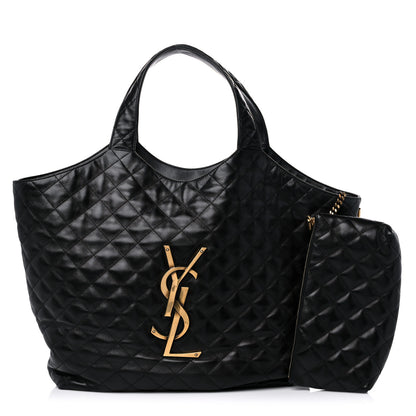Saint Laurent Lambskin Quilted Maxi Icare Shopping Tote Black 1 of 10
