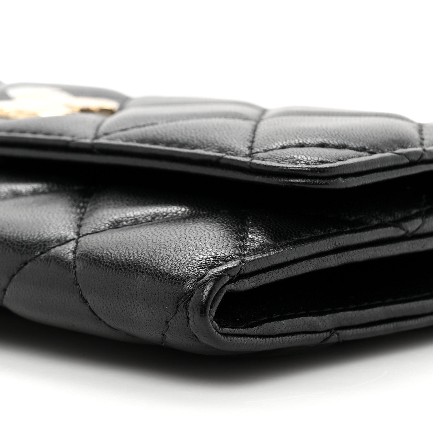 Chanel Shiny Lambskin Ribbon Quilted Clutch With Chain Black 10 of 12