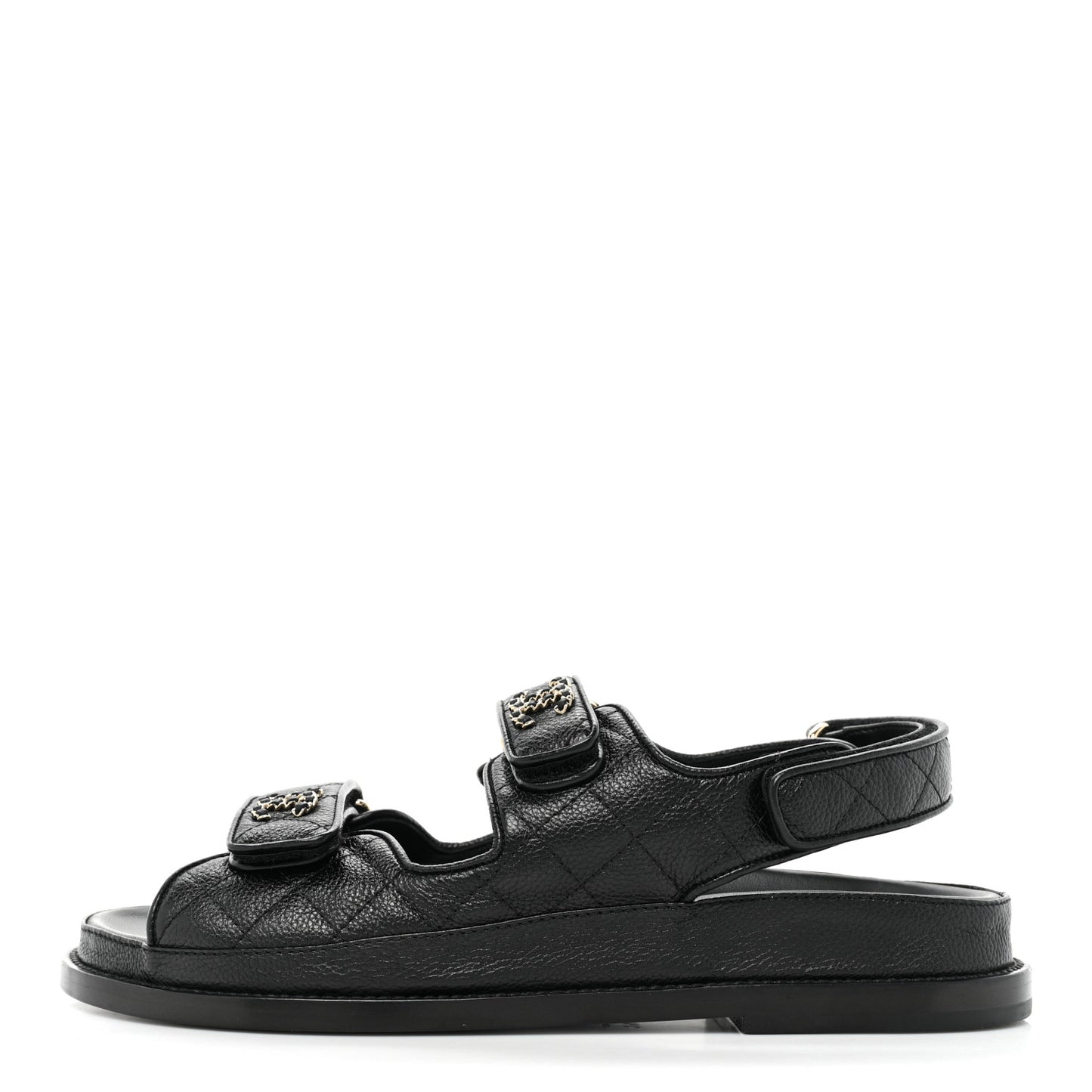 Grained Calfskin Velcro Dad Sandals 37.5 Black