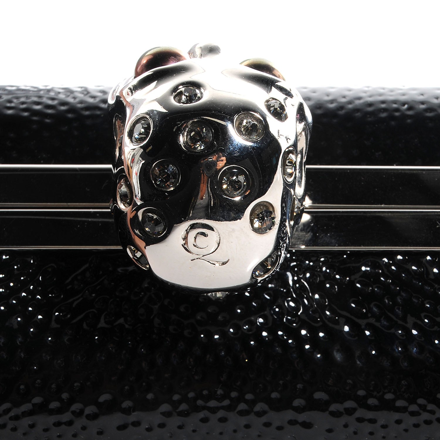 Alexander McQueen Patent Leather Skull Box Clutch Black 9 of 9