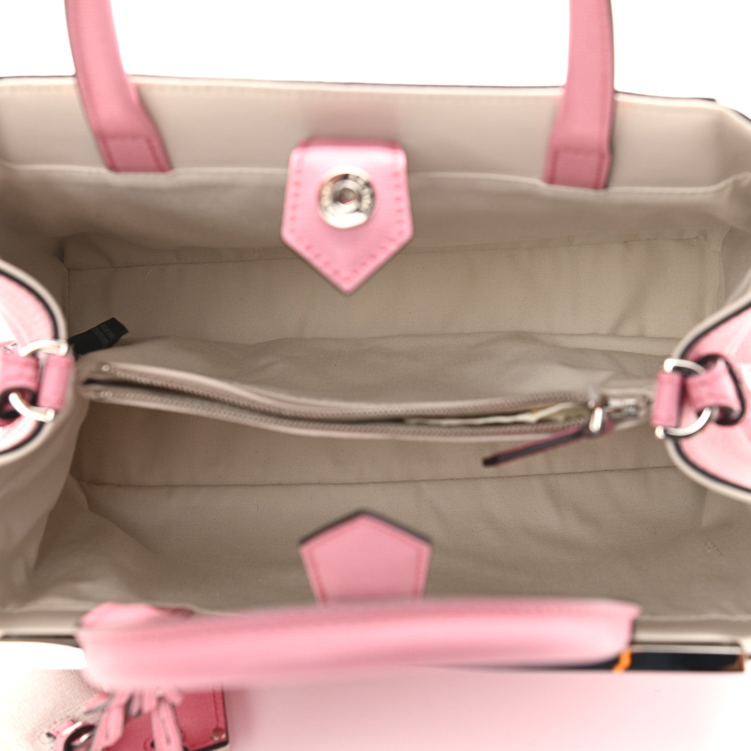 Fendi Vitello Elite Flamingo Mink Monster Charm Petite 2Jours Tote Pink Multicolor 5 of 11