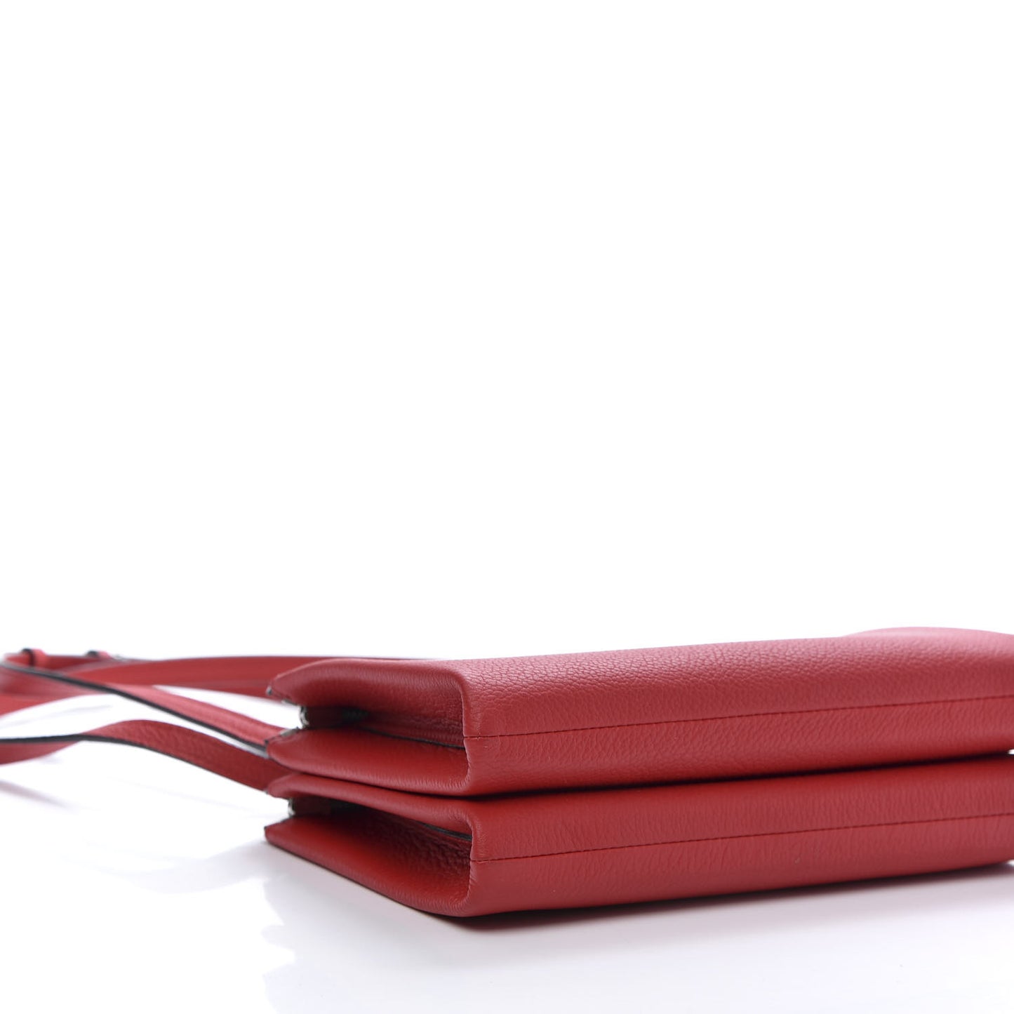 Grained Calfskin Milla Double Crossbody Bag Ruby Red