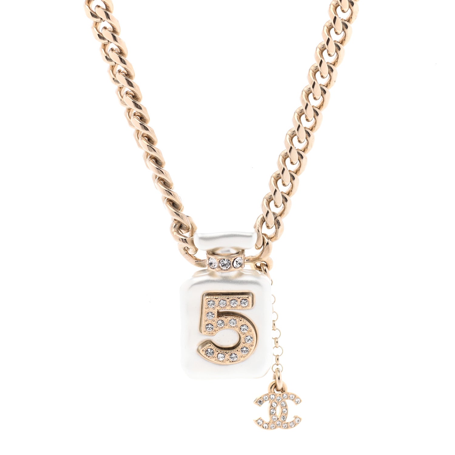 Chanel Resin Crystal CC No 5 Perfume Bottle Necklace 4 of 6