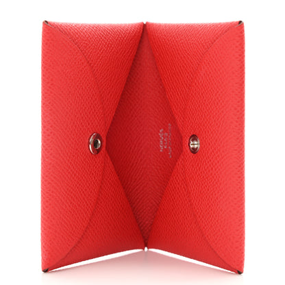 Hermes Epsom Calvi Card Case Rouge Casaque 5 of 7