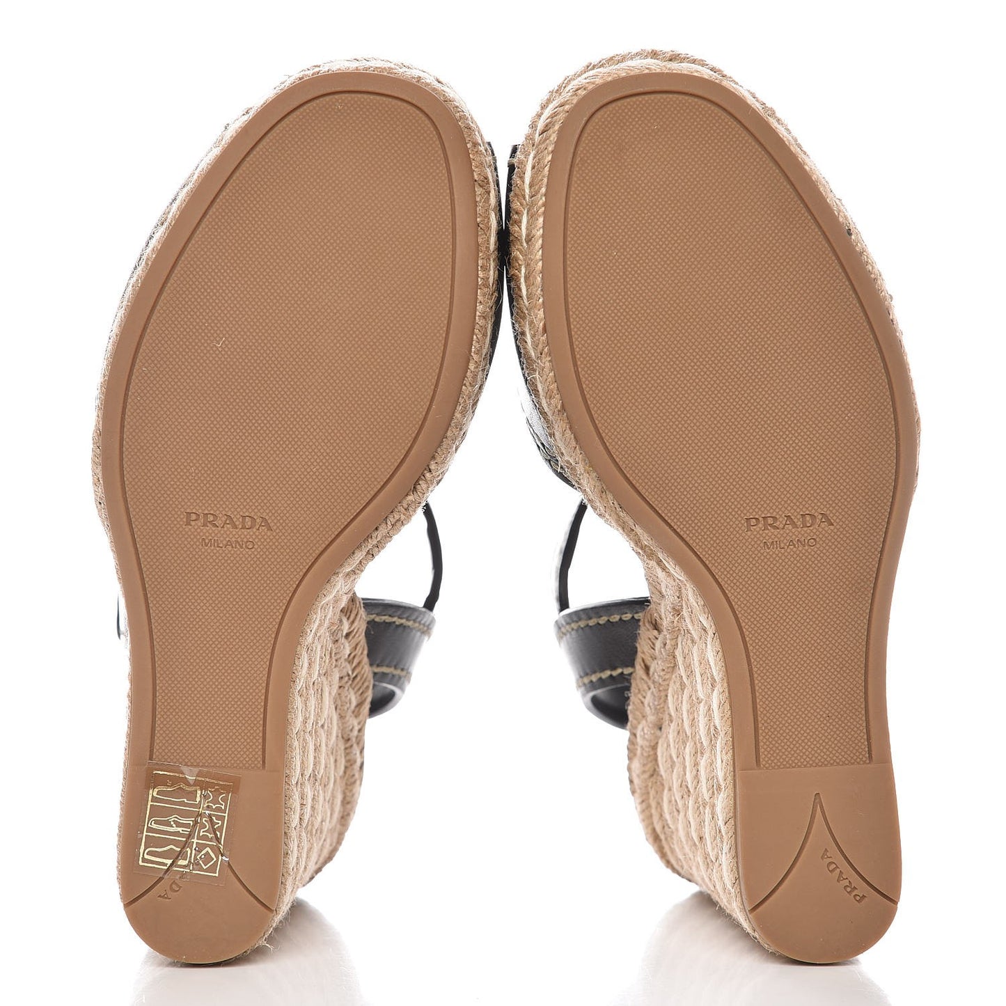 Nappa Wedge Espadrille Sandals 37.5 Nero Black