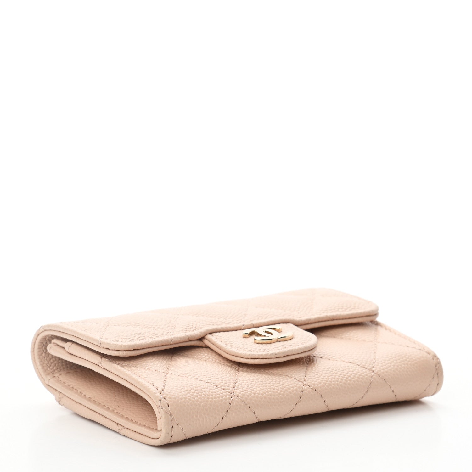 Chanel Caviar Quilted Flap Card Holder Wallet Beige 4 of 8