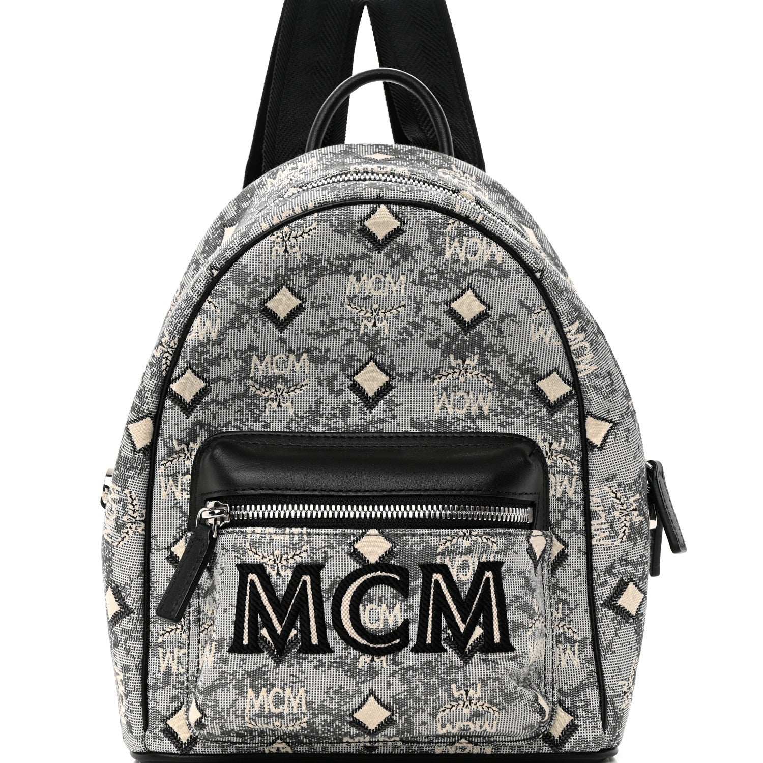 MCM Jacquard Monogram Mini Backpack Grey 7 of 19