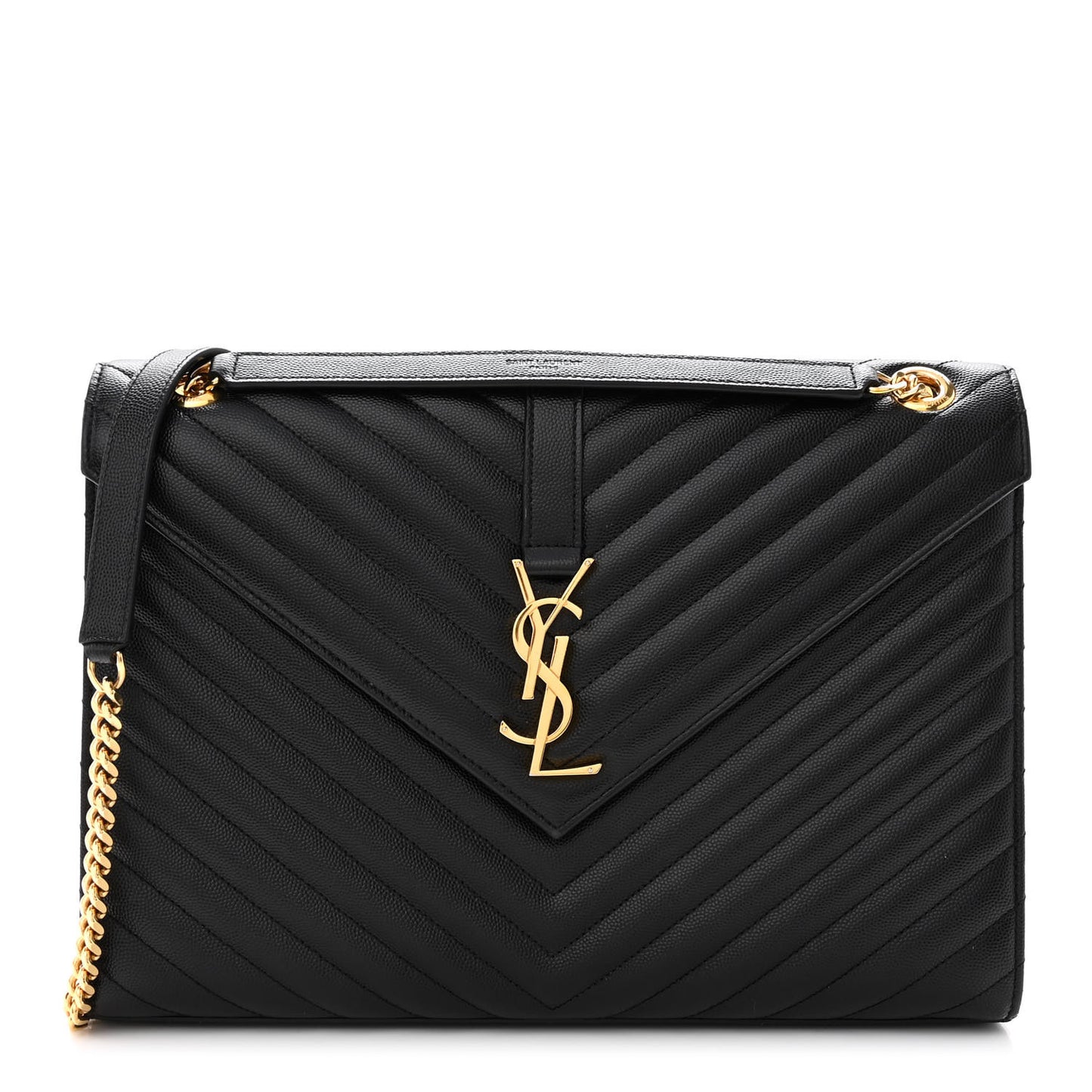 Grain De Poudre Matelasse Chevron Large Monogram Satchel Black