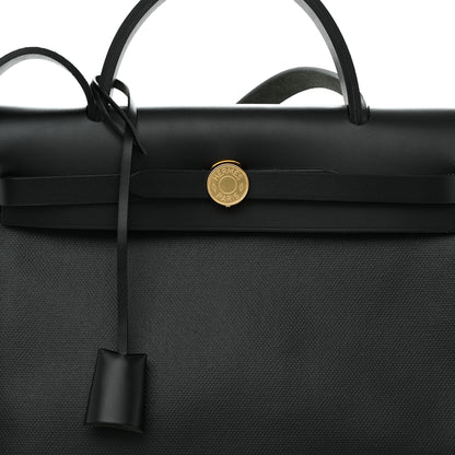Hermes Toile H Berline Vache Hunter Herbag Zip PM 31 Black Ecru 9 of 12
