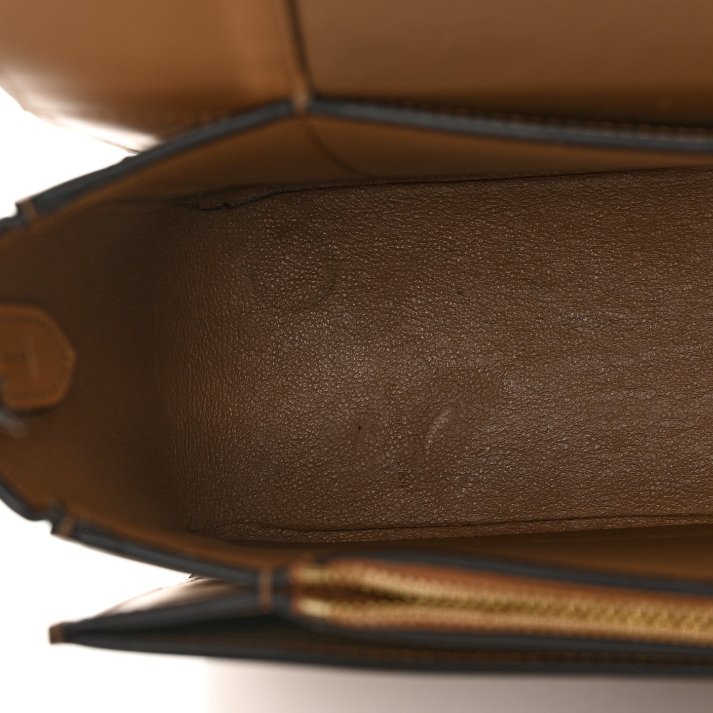 Shiny Smooth Calfskin Medium Frame Shoulder Bag Tan Optic White