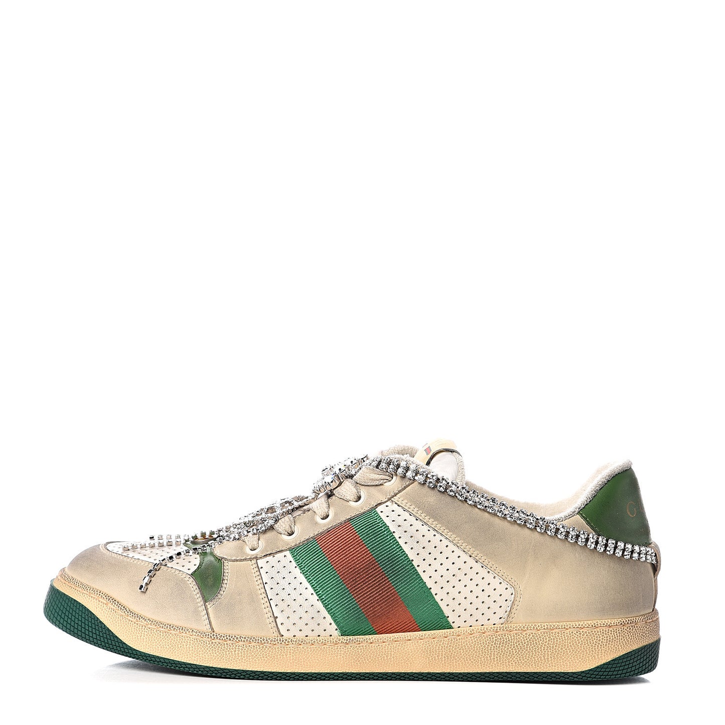 Nubuck Calfskin Web Removable Crystals Mens Screener Sneakers 12 Dusty Milk New Mystic White