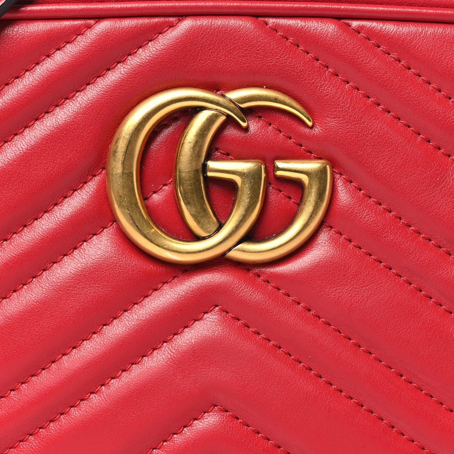 Gucci Calfskin Matelasse Small GG Marmont Chain Shoulder Bag Hibiscus Red 8 of 10