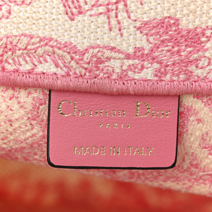 Christian Dior Canvas Embroidered Medium Dioriviera Toile De Jouy Book Tote Peony Pink 6 of 11