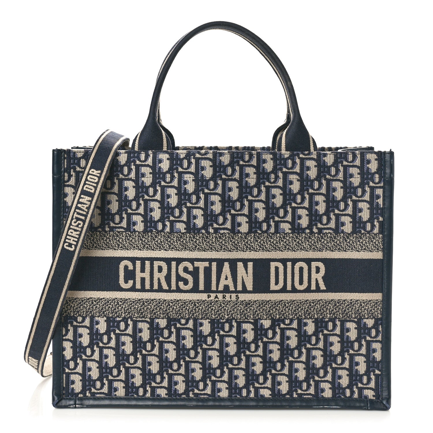 Christian Dior Oblique Calfskin Medium Book Tote With Strap Blue Multicolor 1 of 11