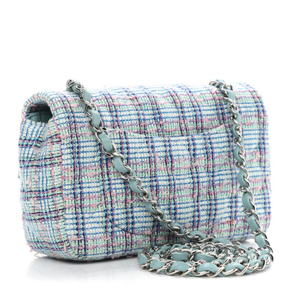 Chanel Tweed Quilted Mini Rectangular Flap Blue 3 of 9