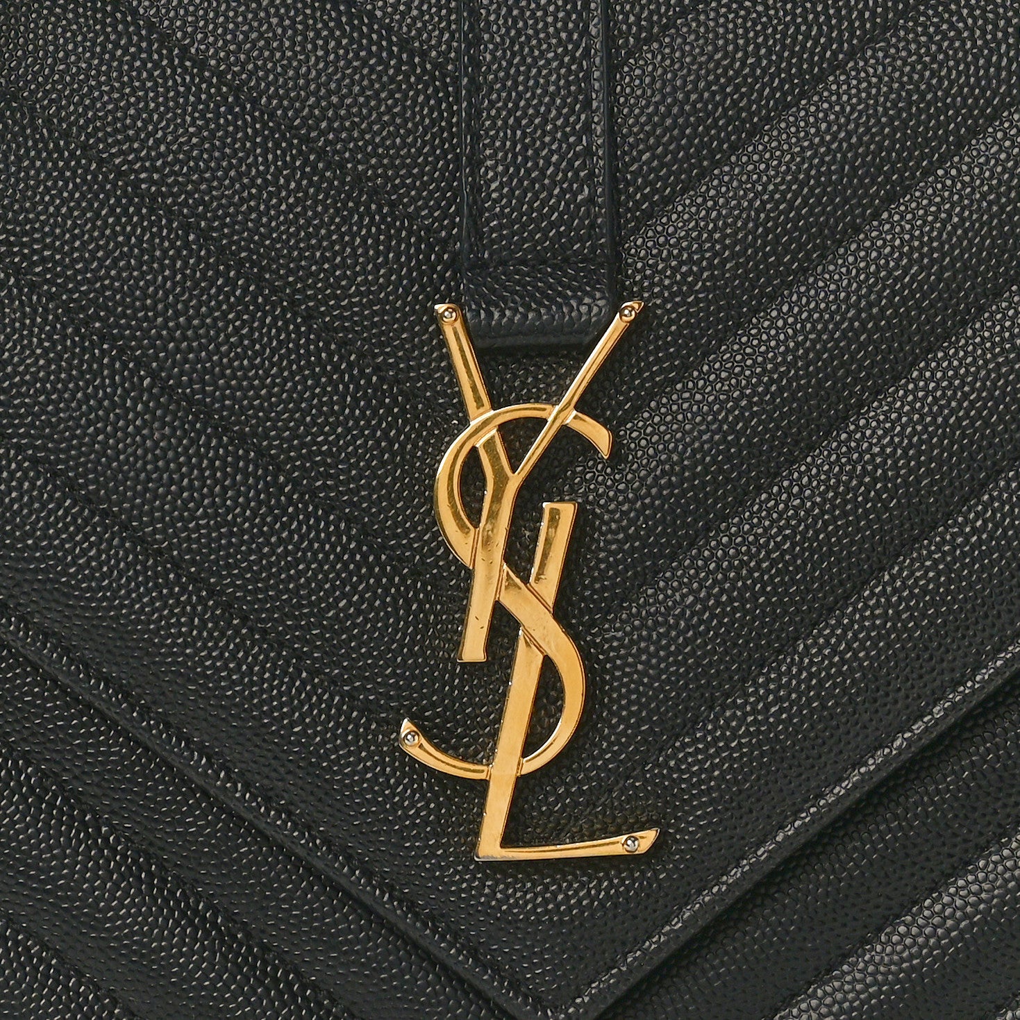 Saint Laurent Grain De Poudre Matelasse Chevron Medium Monogram Satchel Black 8 of 10