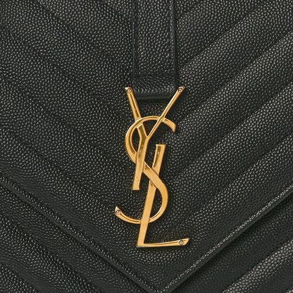Saint Laurent Grain De Poudre Matelasse Chevron Medium Monogram Satchel Black 8 of 10