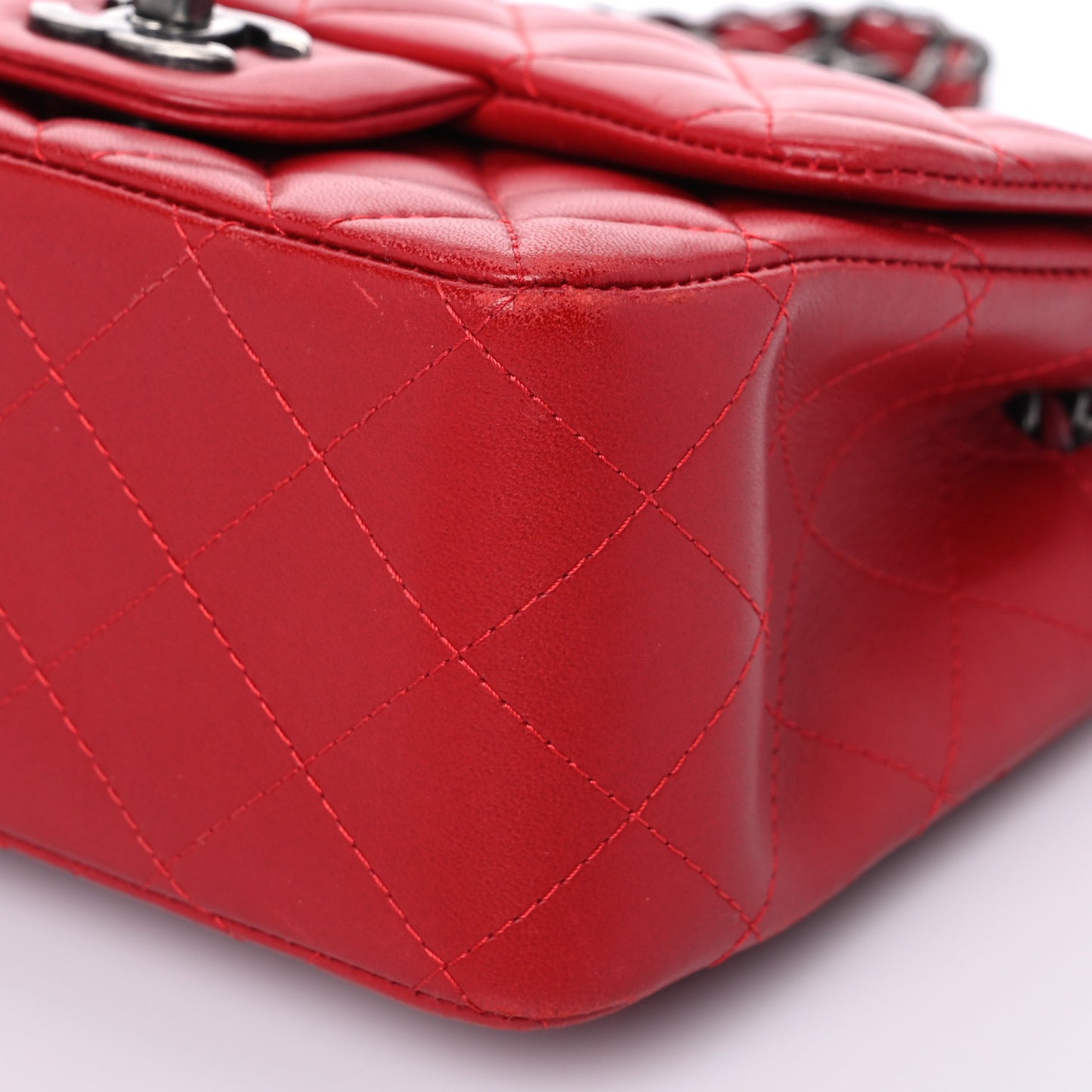 Lambskin Quilted Mini Square Flap Red