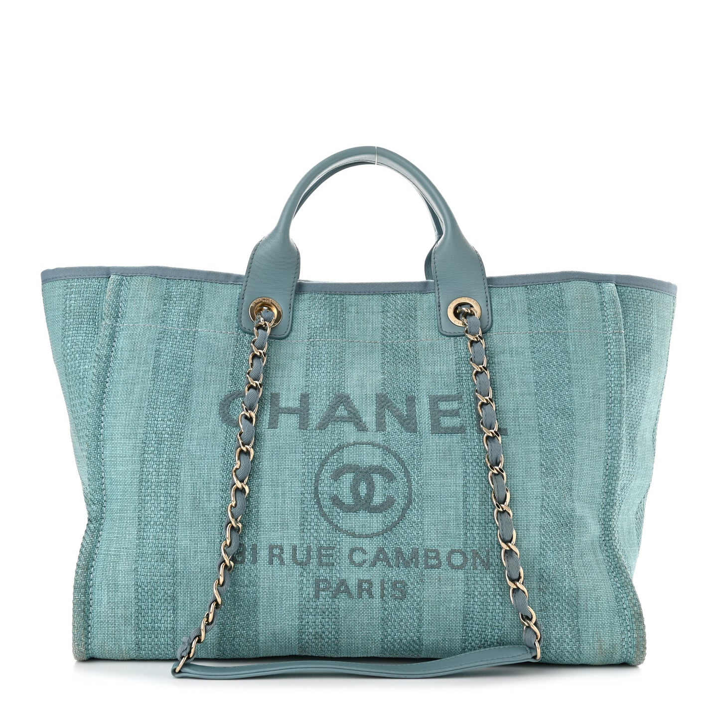 Mixed Fibers Striped Medium Deauville Tote Blue