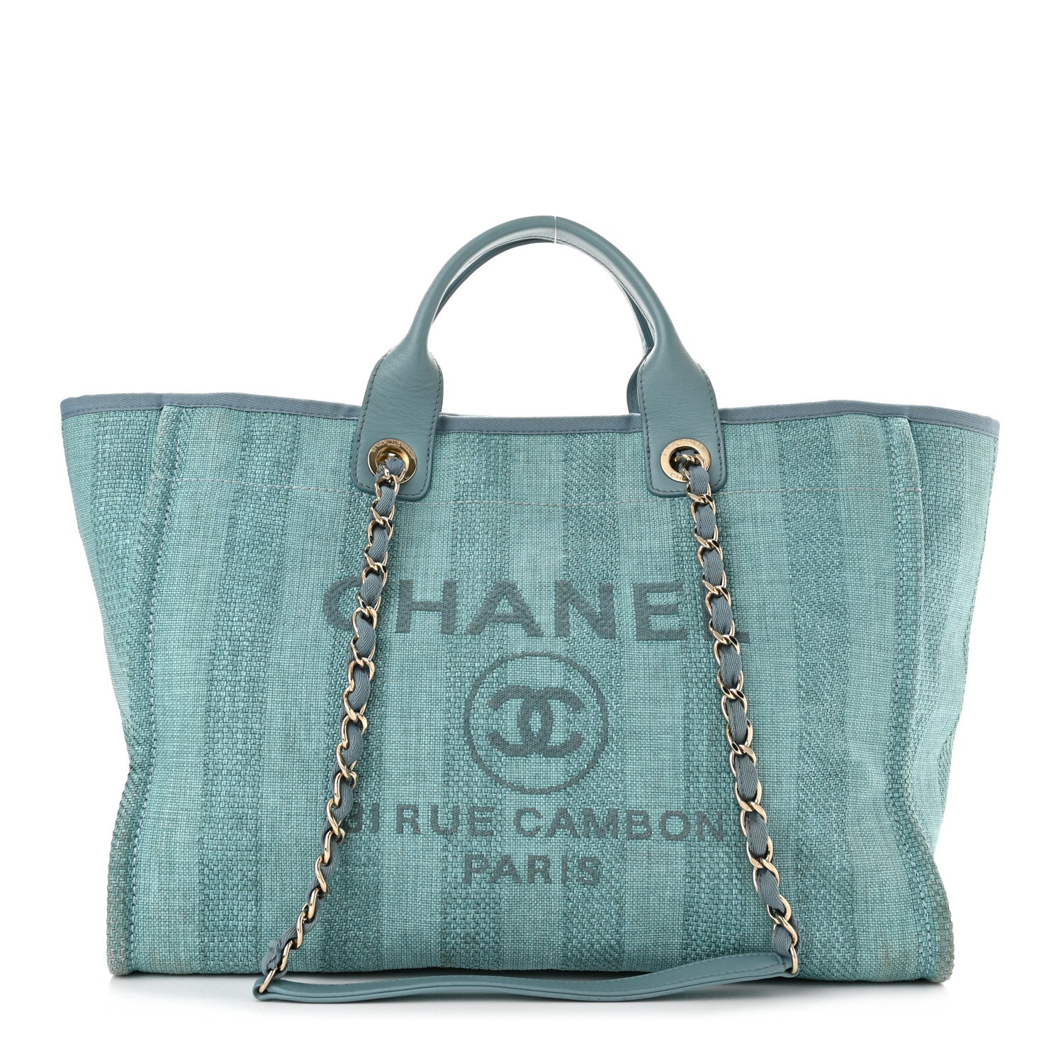 Chanel Mixed Fibers Striped Medium Deauville Tote Blue 1 of 10