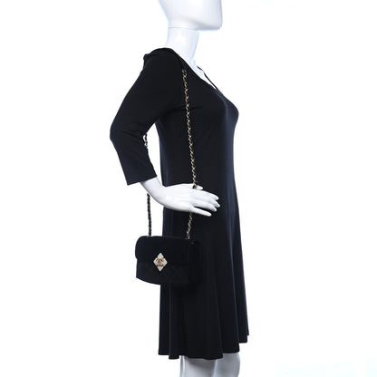Chanel Velvet Strass Diamond Lock Flap Black 2 of 9