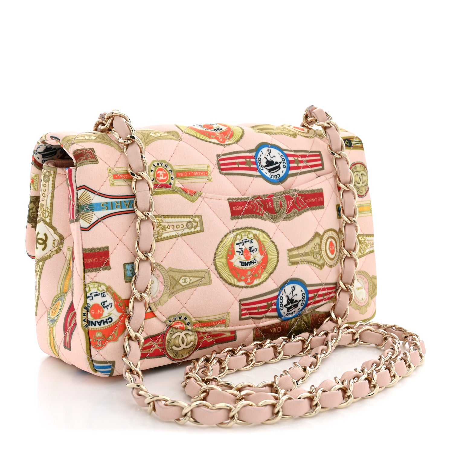 Chanel Satin Paris Cuba Cigare Print Mini Flap Pink 3 of 10
