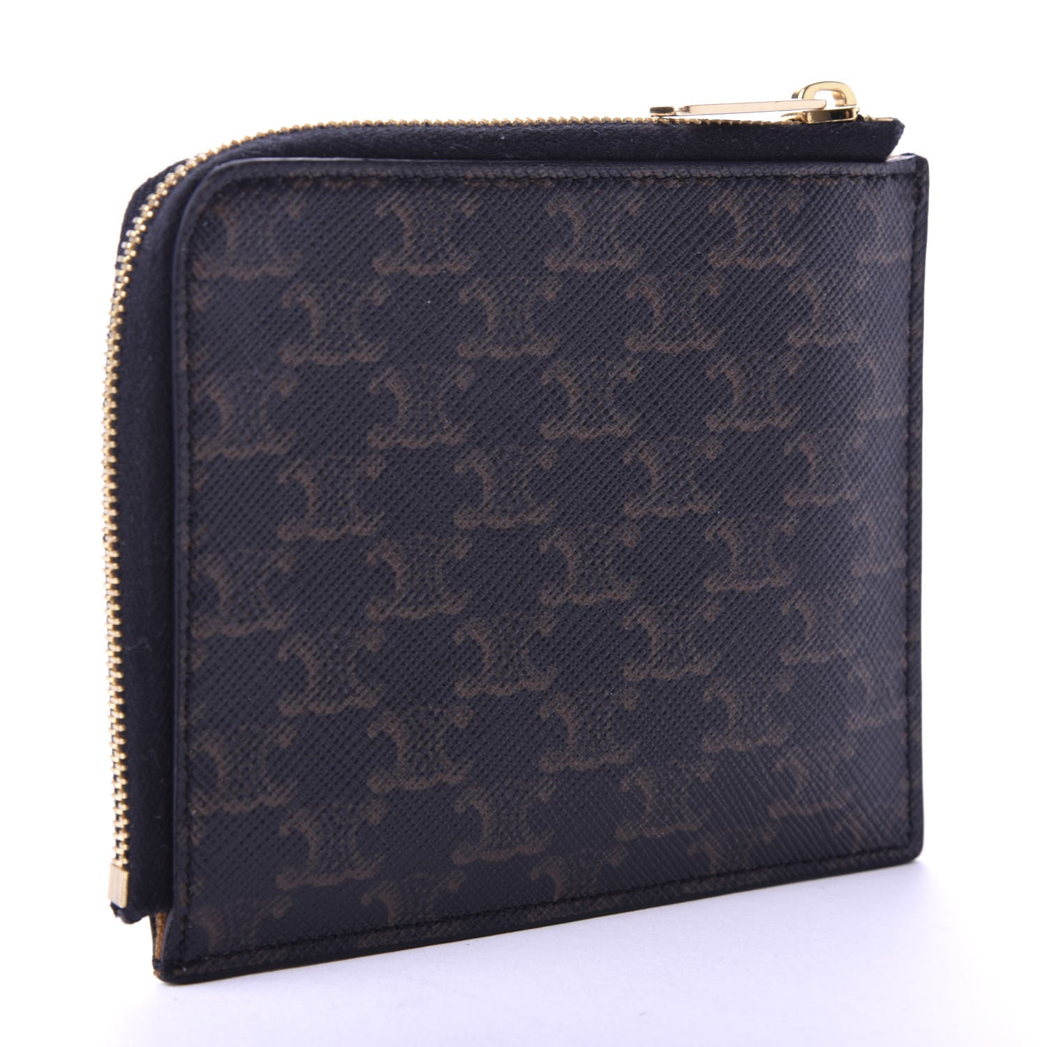 Celine Triomphe Canvas Zipped Coin Purse Black 3 of 7