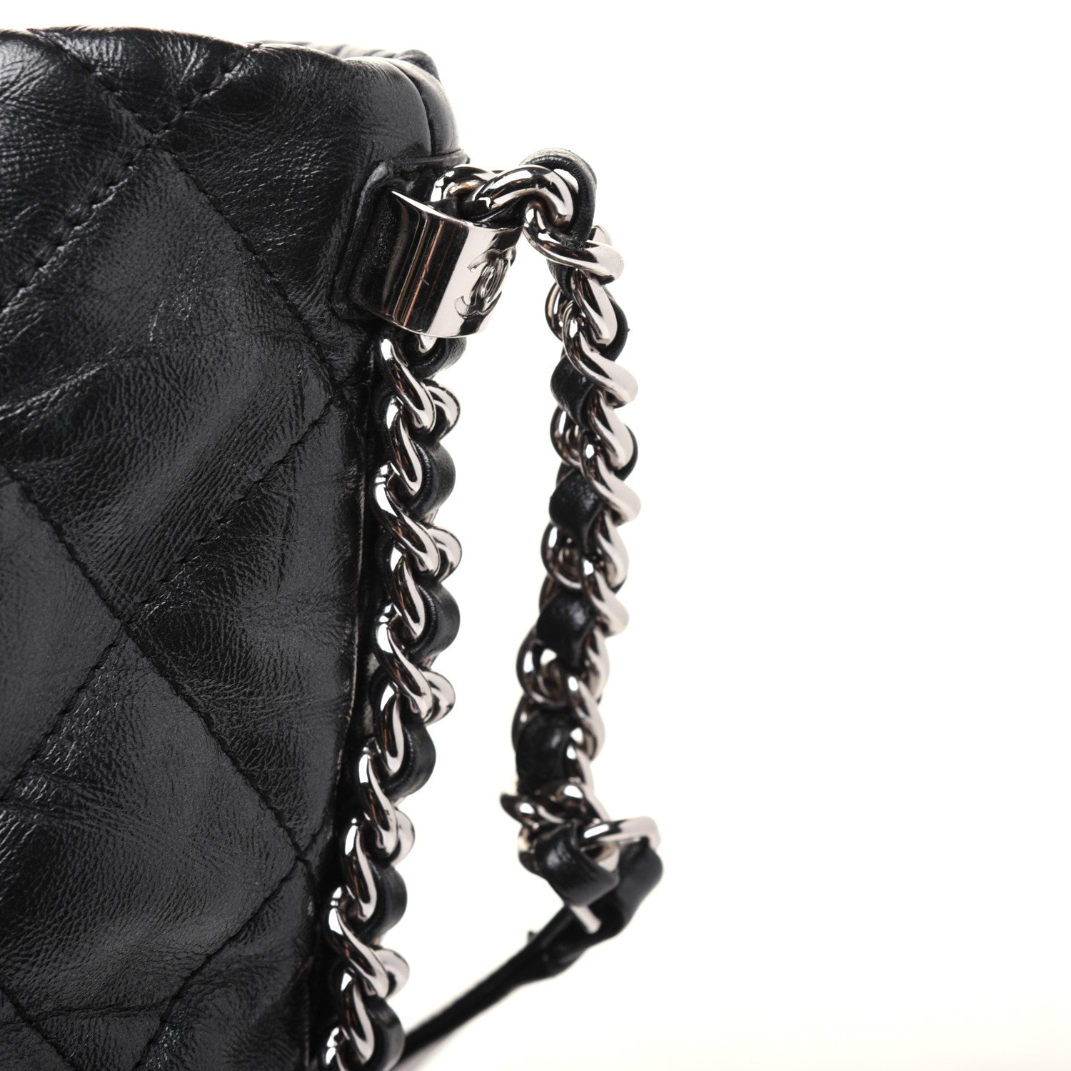 Chanel Metallic Crackled Calfskin Quilted Large Big Bang Hobo Black 16 of 22