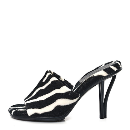 Bottega Veneta Microfiber Stretch Pose Mule Sandals 37 White Zebra 1 of 9