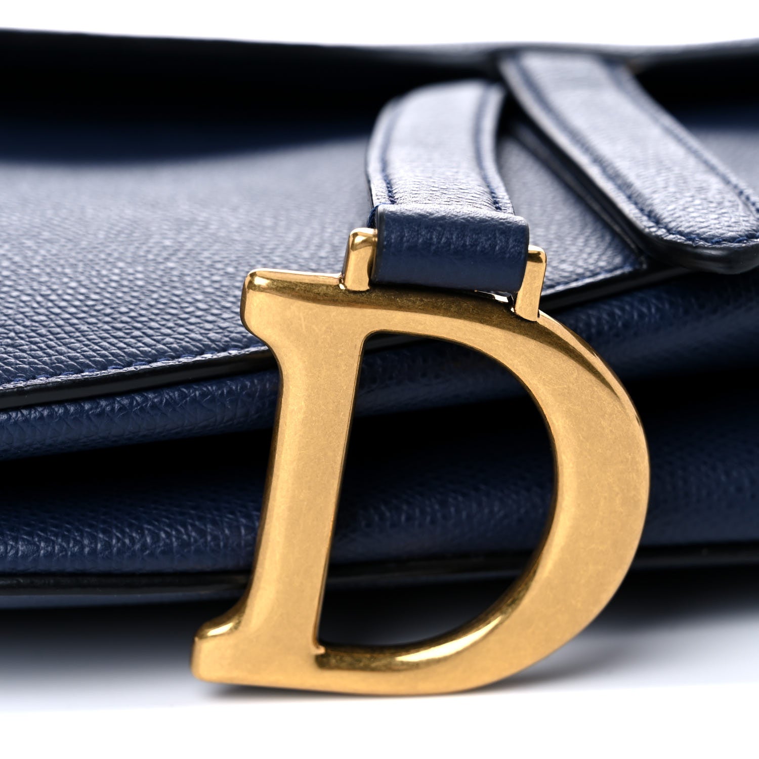 Christian Dior Grained Calfskin Saddle Bag Navy 9 of 9