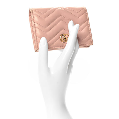 Gucci Calfskin Matelasse GG Marmont Card Case Wallet Perfect Pink 2 of 12