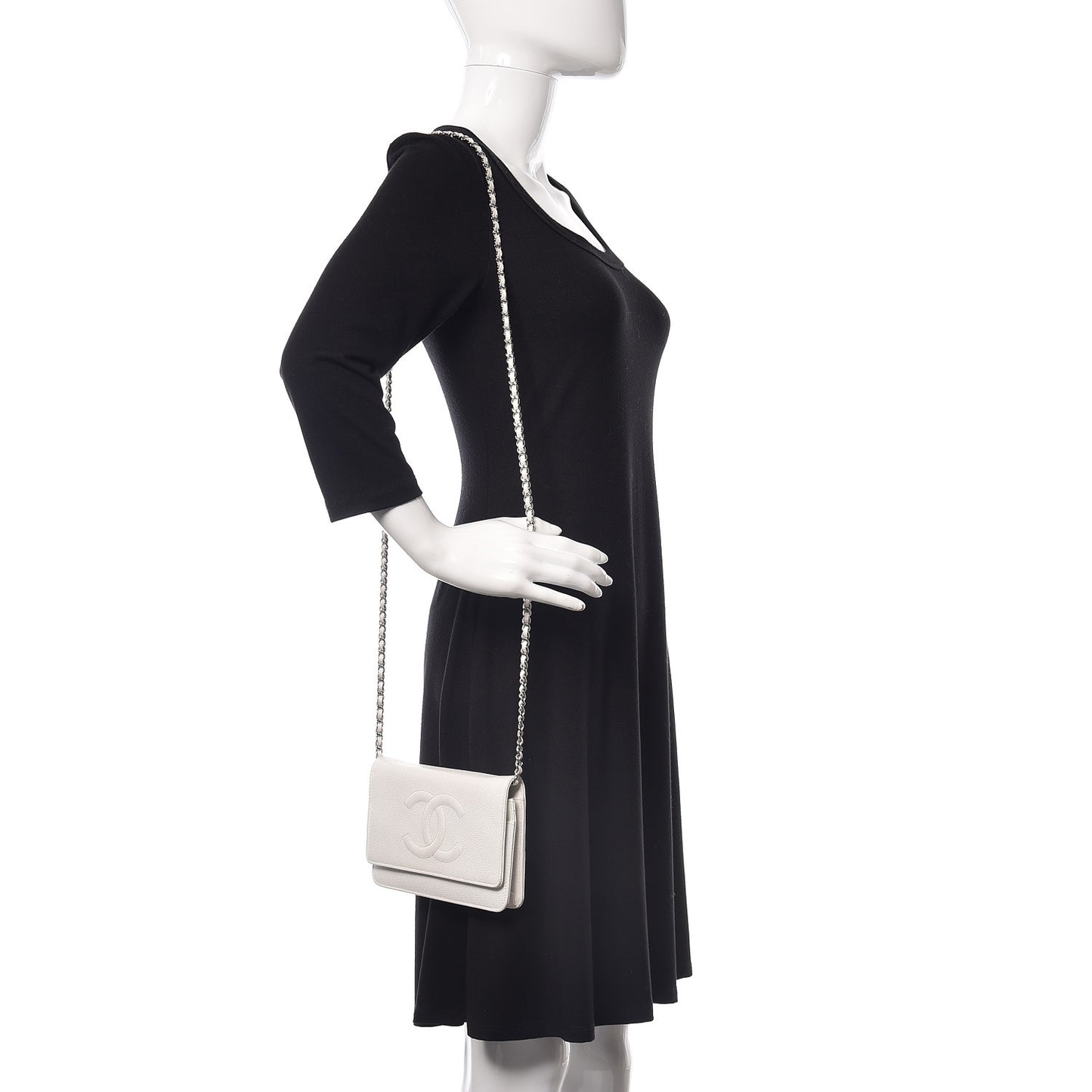 Caviar Timeless CC Wallet on Chain WOC White