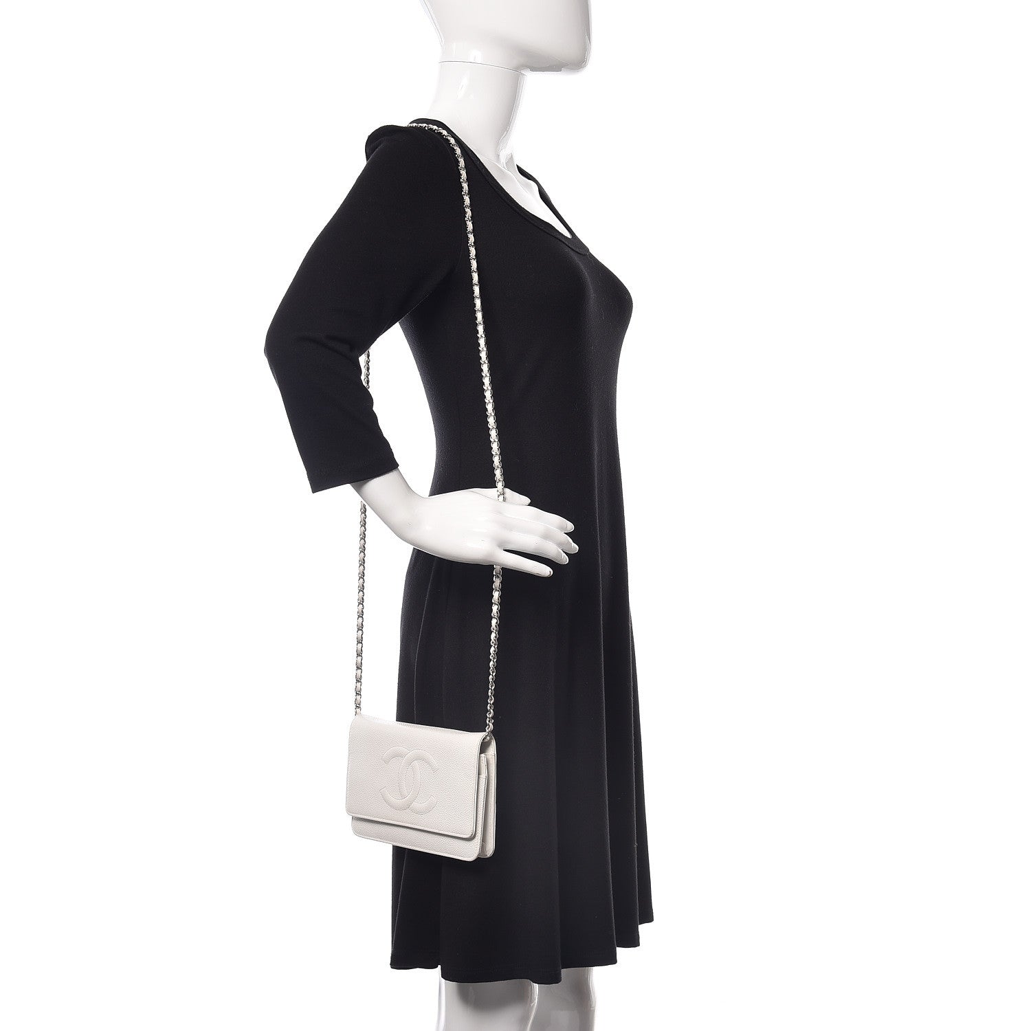 Chanel Caviar Timeless CC Wallet on Chain WOC White 2 of 13