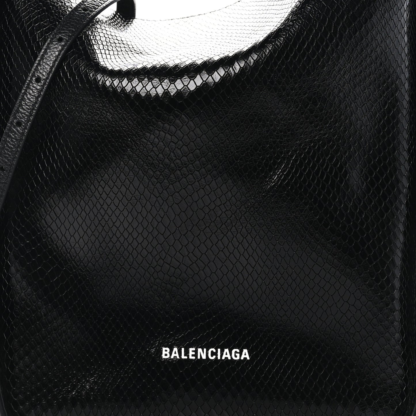 Extra Supple Calfskin Snakeskin Embossed Calfskin Small Tool 2.0 North-South Tote Black