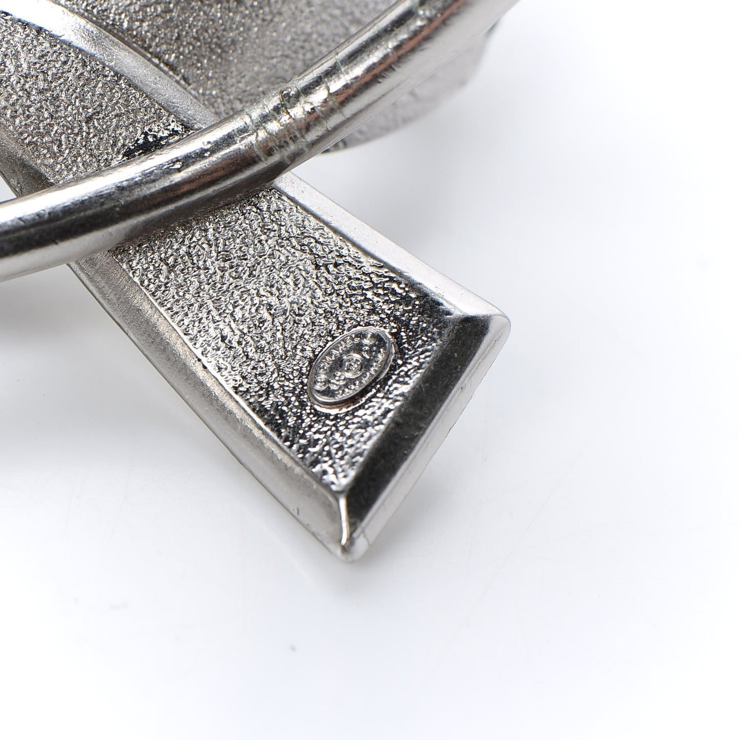 Baguette Crystal CC Bow Cuff Silver