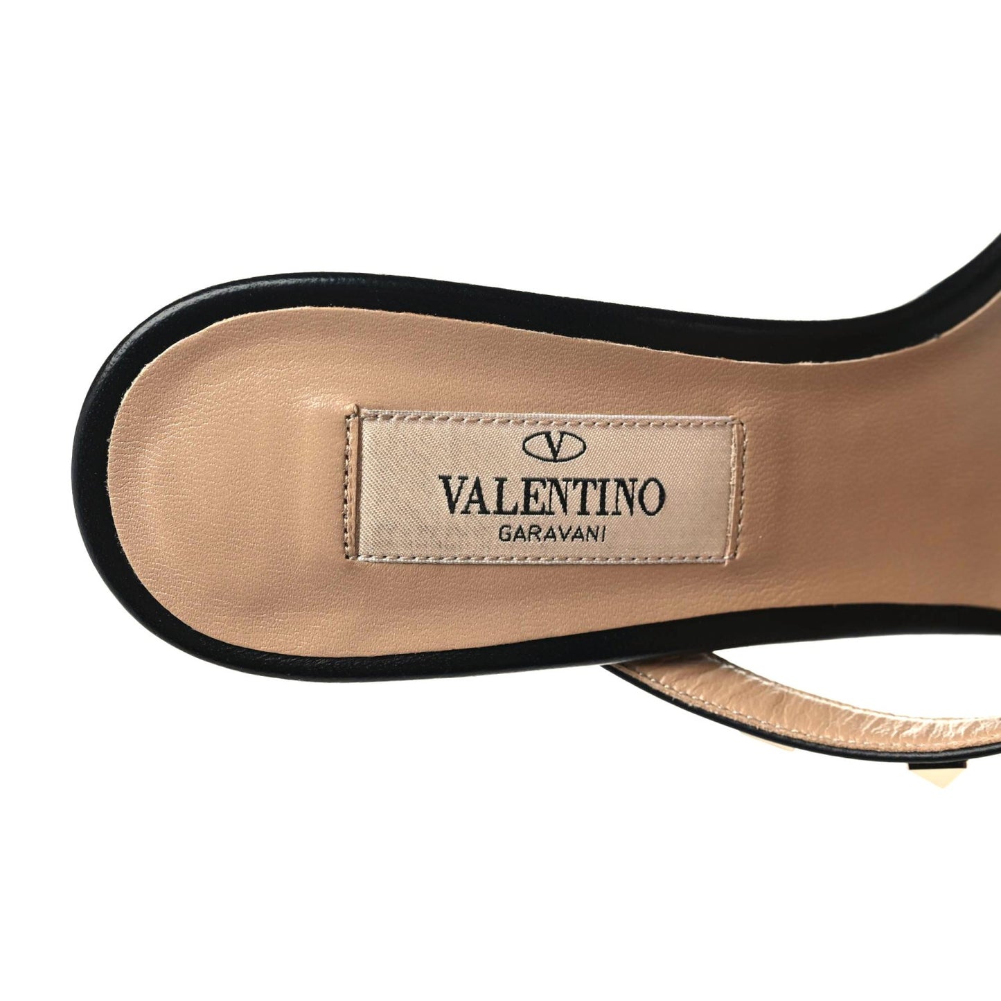 Calfskin Rockstud 60mm Slide Sandals 35.5 Black