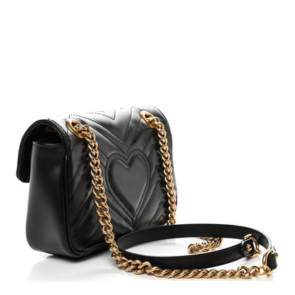 Gucci Calfskin Matelasse Mini GG Marmont Shoulder Bag Black 3 of 13