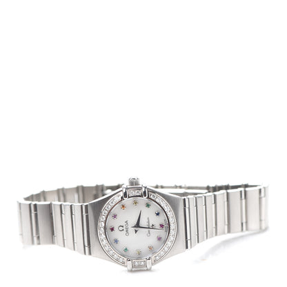 Omega Stainless Steel Diamond Bezel Mother of Pearl Multi Gemstone 22mm Constellation Iris Rainbow Quartz Watch 1460.79 2 of 6
