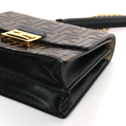 Fendi Vitello Liberty Bi-Color FF 1974 Embossed Small Kan U Shoulder Bag Maya Black 9 of 11