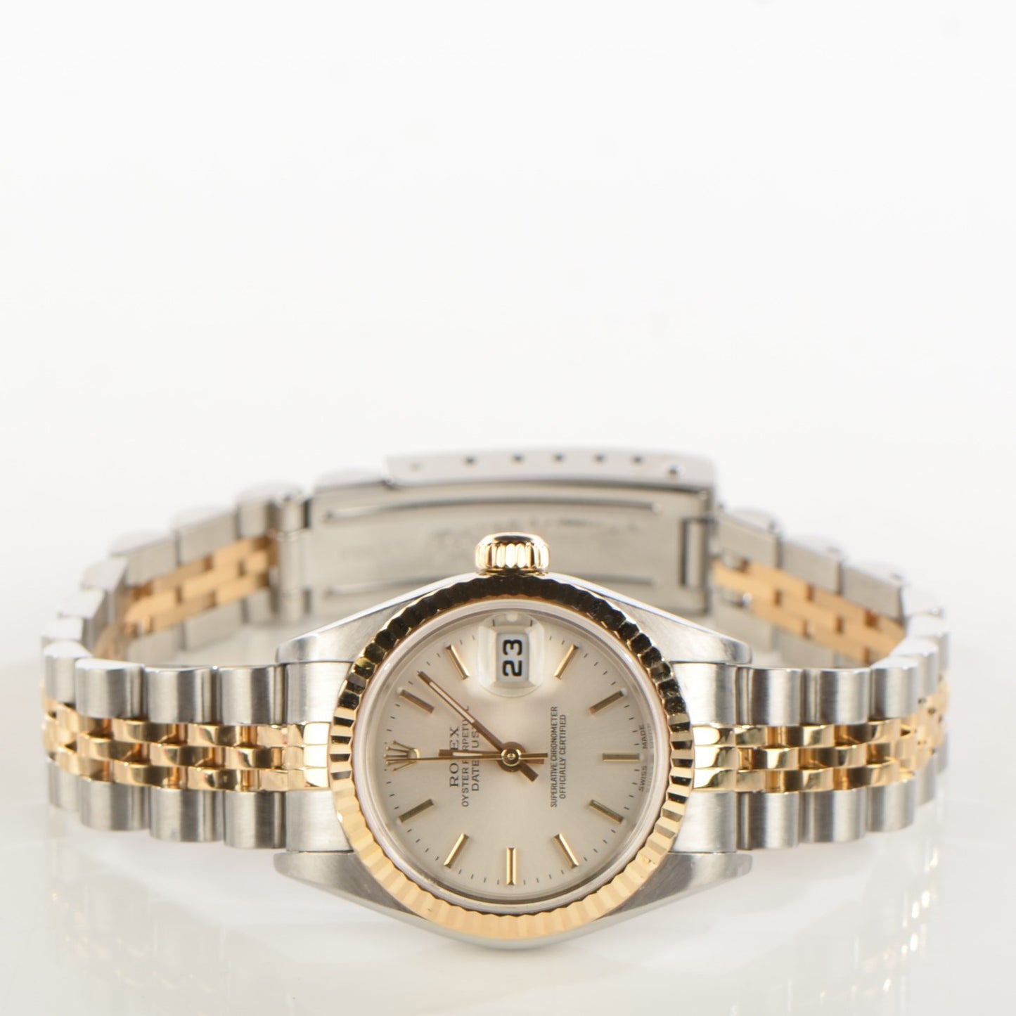 Stainless Steel 18K Yellow Gold 26mm Oyster Perpetual Datejust Watch Silver 79173