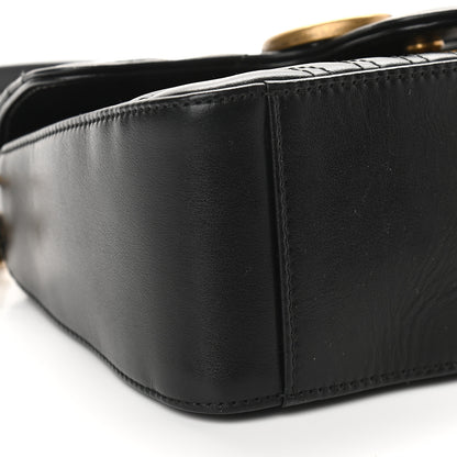 Gucci Calfskin Matelasse Mini GG Marmont Top Handle Shoulder Bag Black 8 of 9